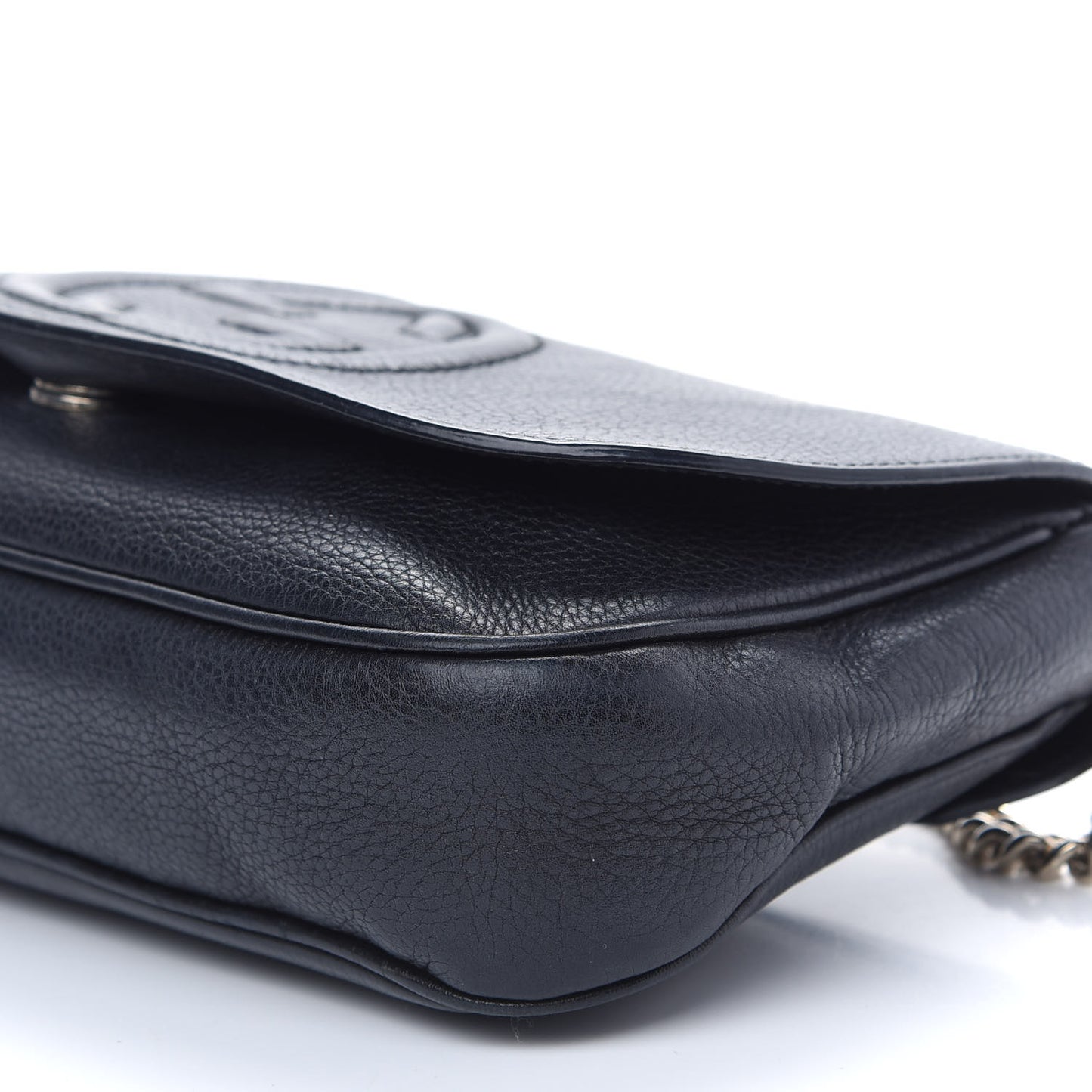 Pebbled Calfskin Medium Soho Flap Crossbody Black