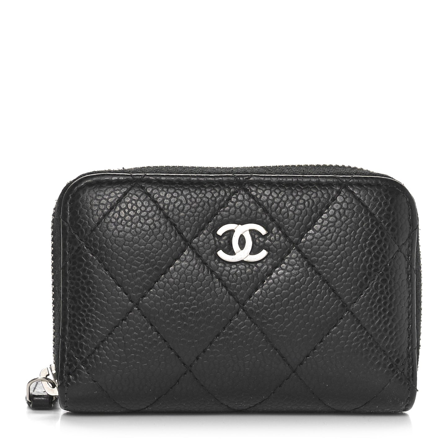 Caviar Quilted Zip Coin Purse Black
