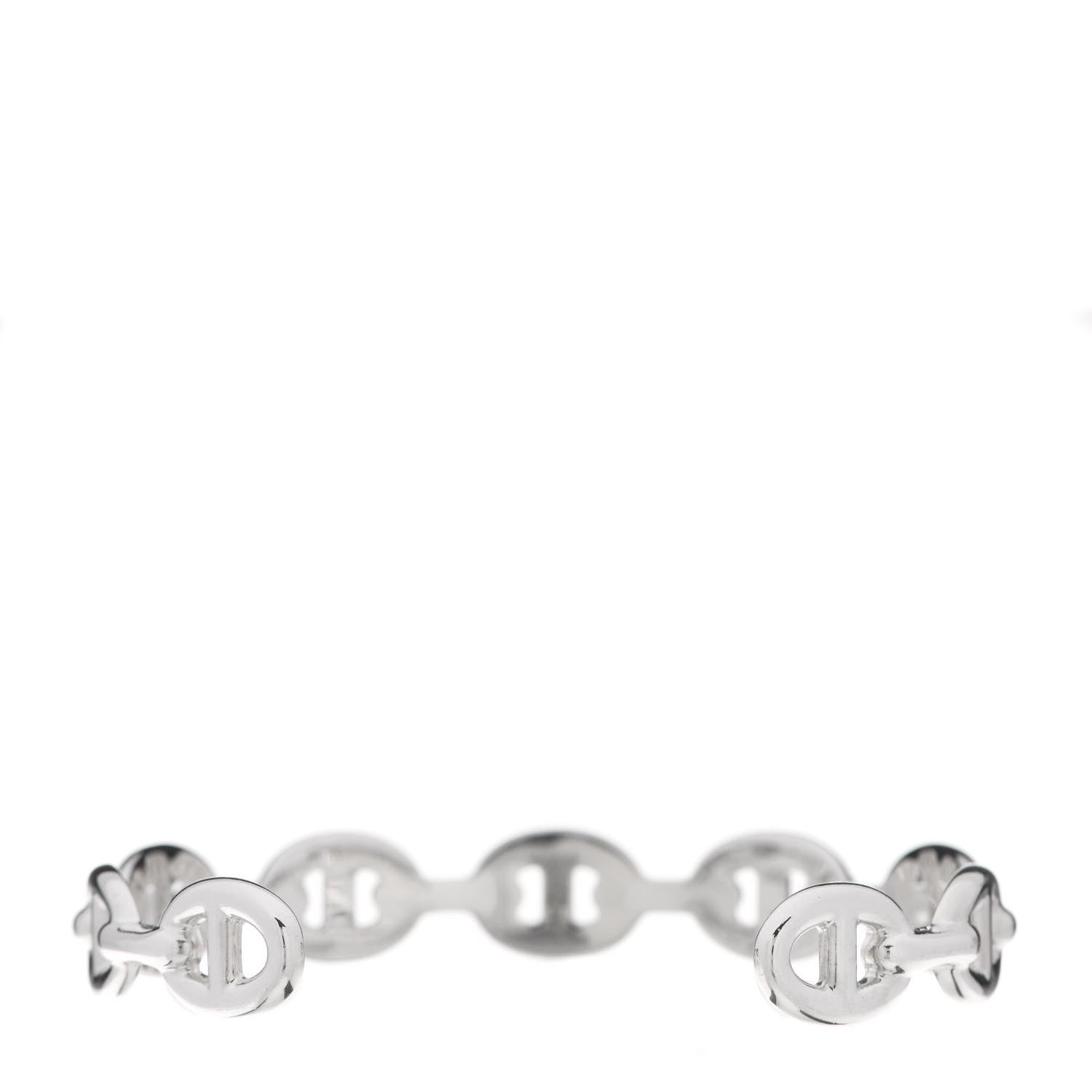Hermes Sterling Silver MM Chaine d'Ancre Enchainee Cuff Bracelet LG 2 of 5