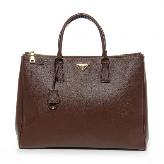 Prada Saffiano Lux Large Double Zip Tote Cacao 1 of 8
