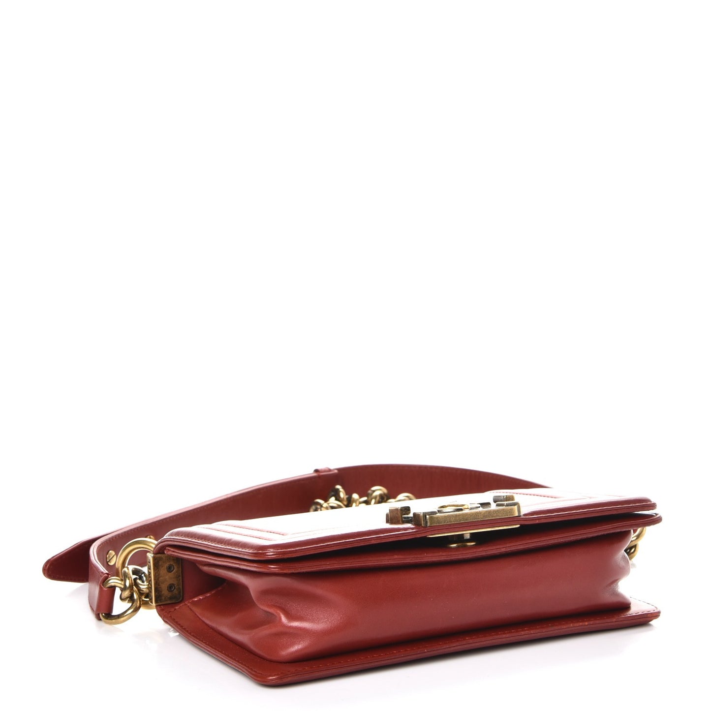 Glazed Calfskin Small Boy Flap Red