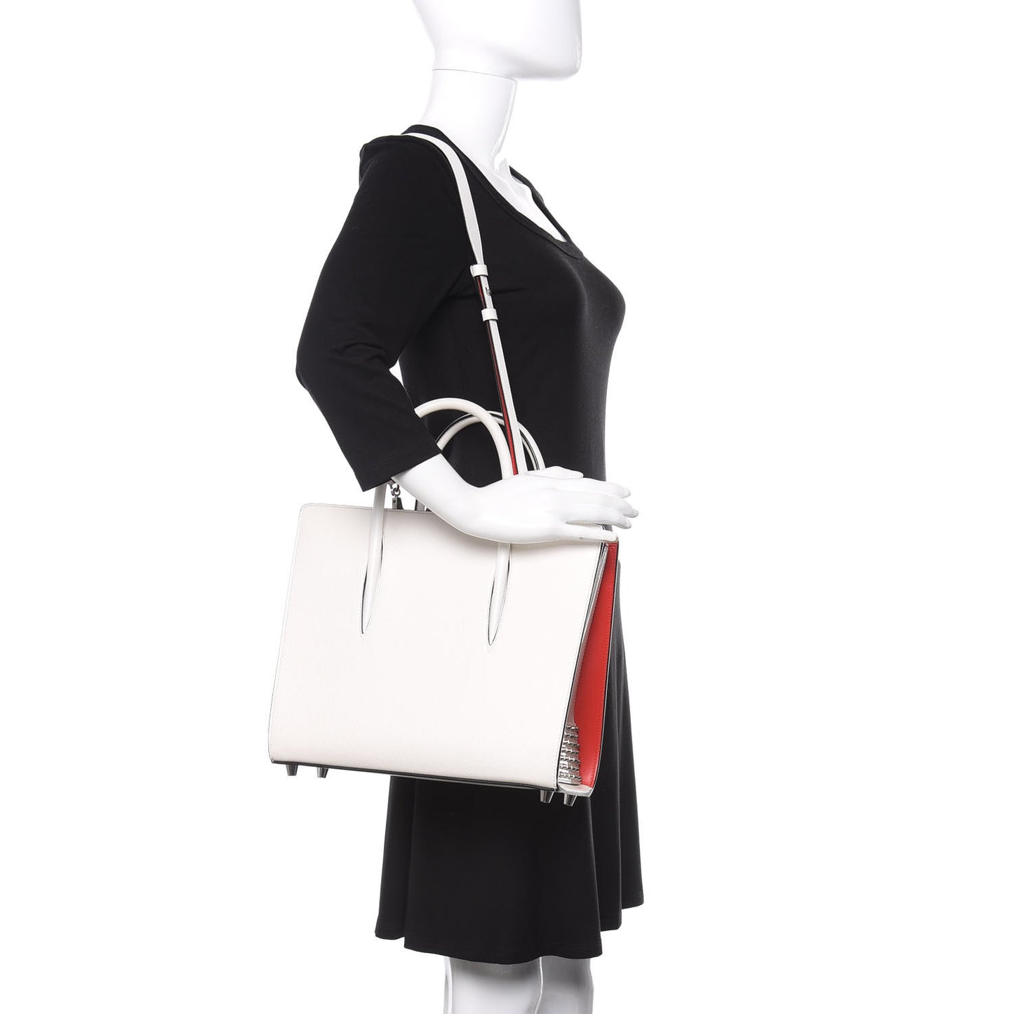 Calfskin Empire Studded Medium Paloma Snow