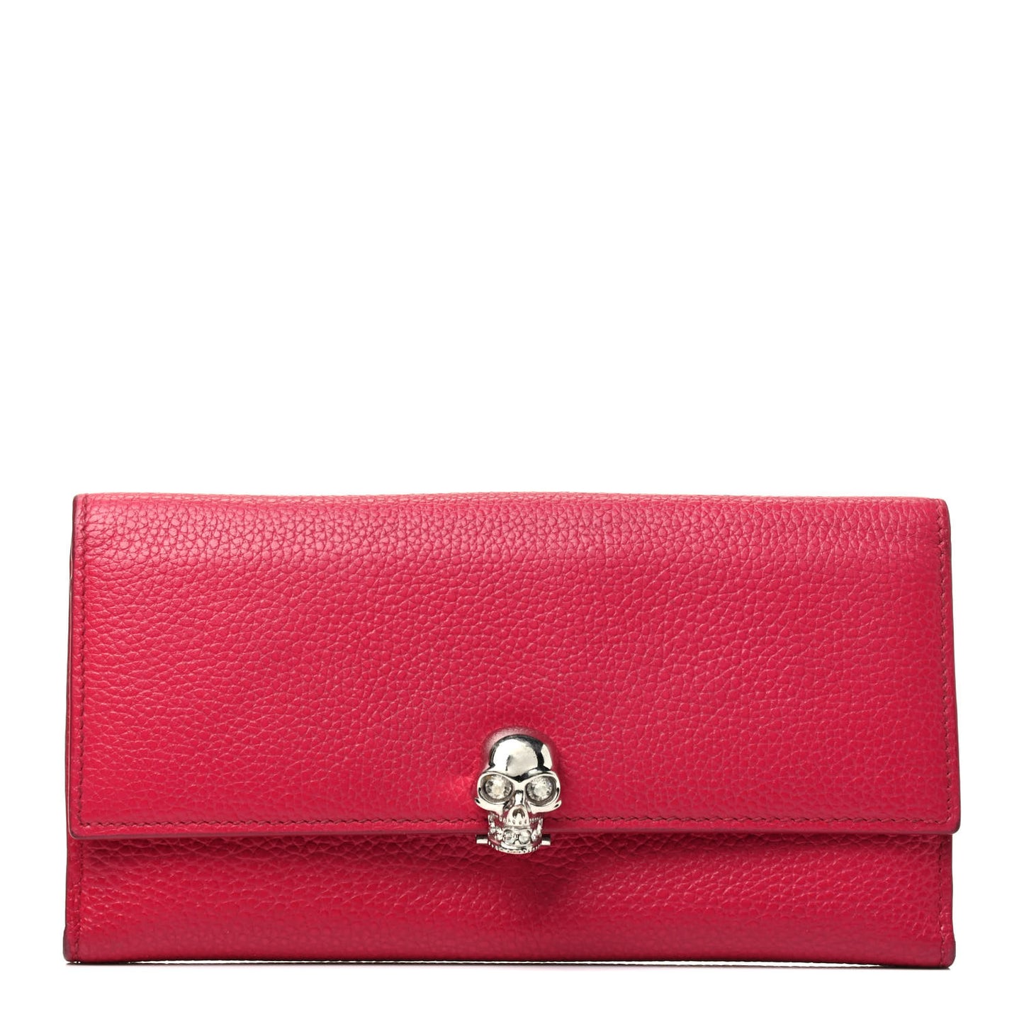 Calfskin Skull Continental Wallet Pink