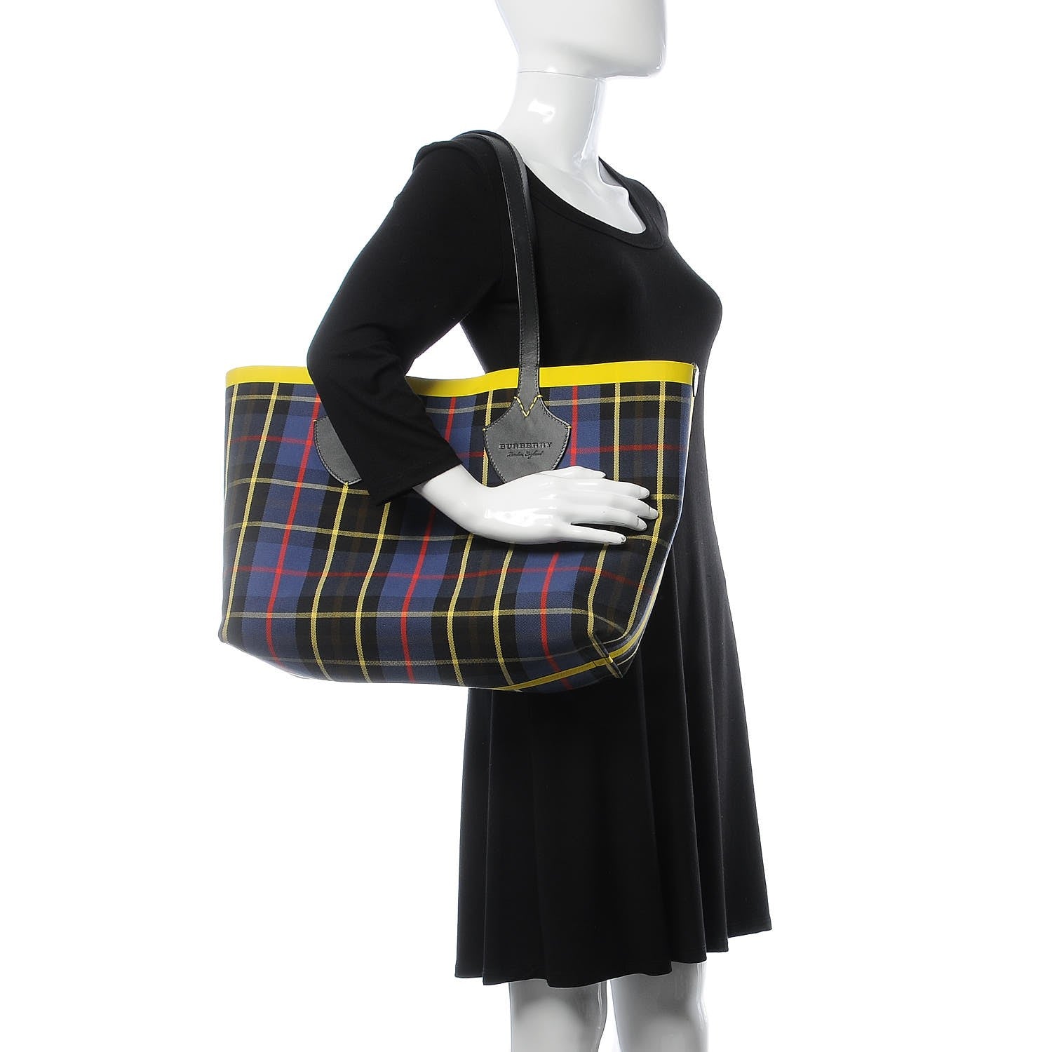 Burberry Vintage Check Medium The Giant Reversible Tote Racing Green Cobalt Blue 3 of 13