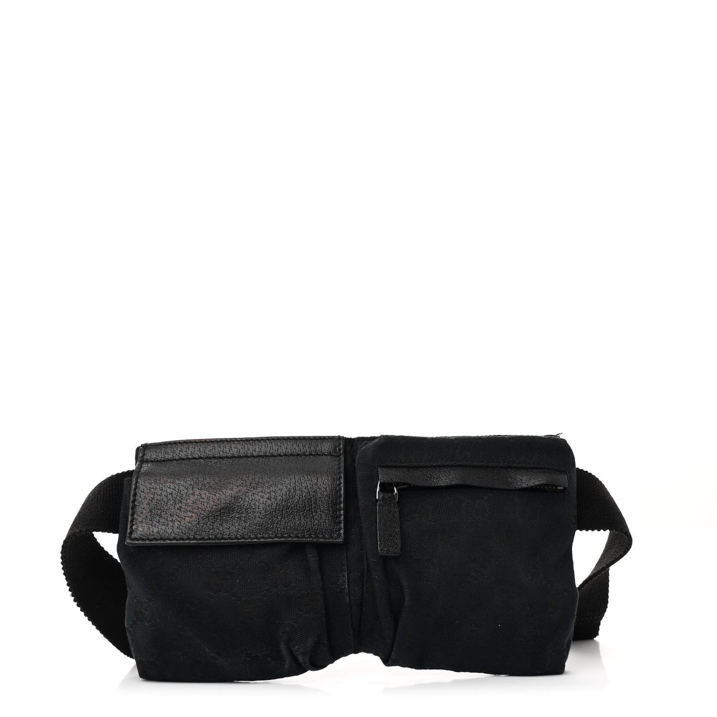 GG Monogram Double Pocket Belt Bag Black