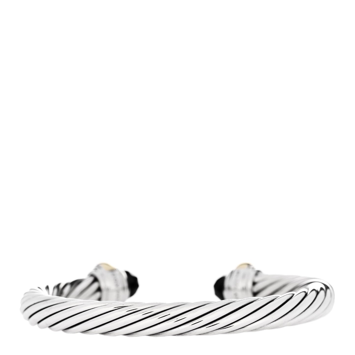 Sterling Silver 14K Yellow Gold Black Onyx 7mm Cable Classics Bracelet