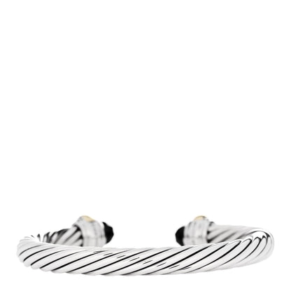 David Yurman Sterling Silver 14K Yellow Gold Black Onyx 7mm Cable Classics Bracelet 2 of 3