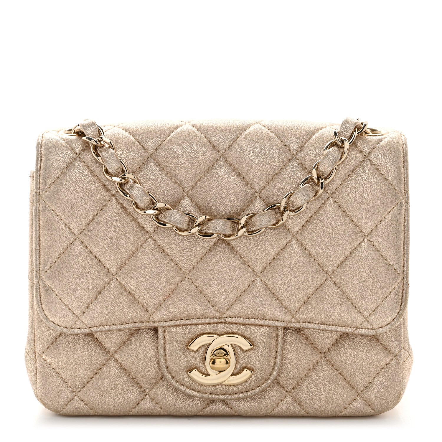 Chanel Metallic Lambskin Quilted Mini Square Flap 1 of 10