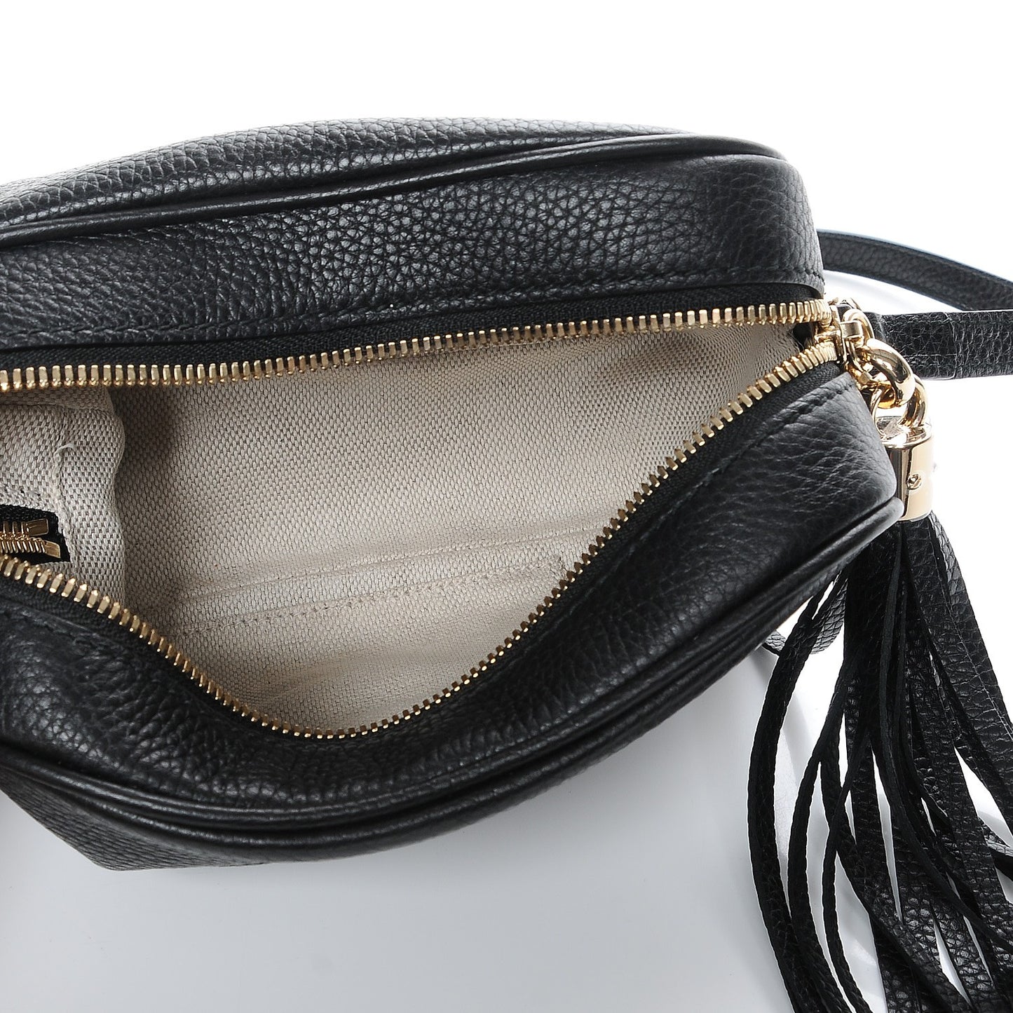 Pebbled Calfskin Small Soho Disco Bag Black