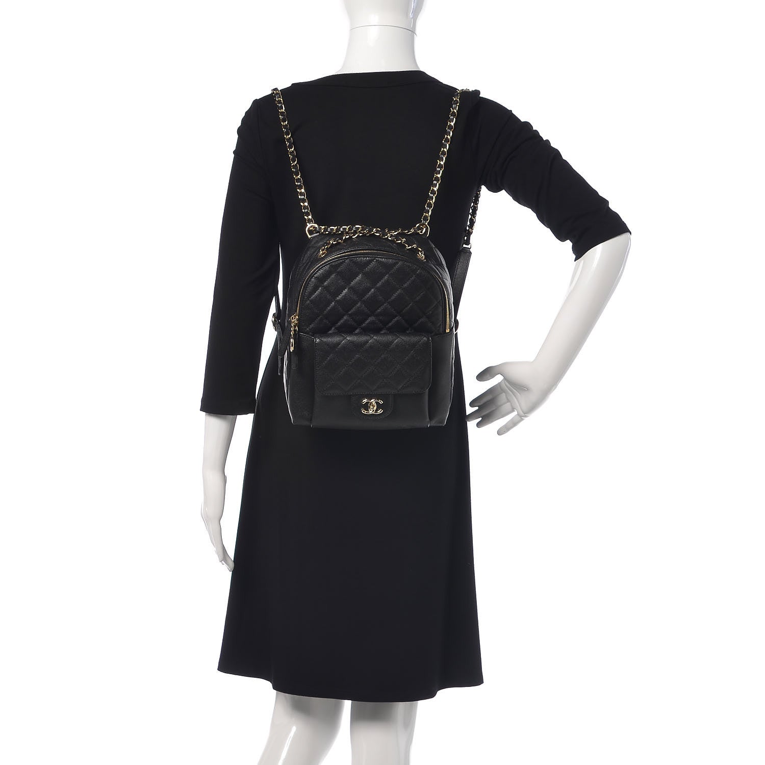 Chanel Caviar Quilted Medium Zip Around Backpack Black 2 of 10