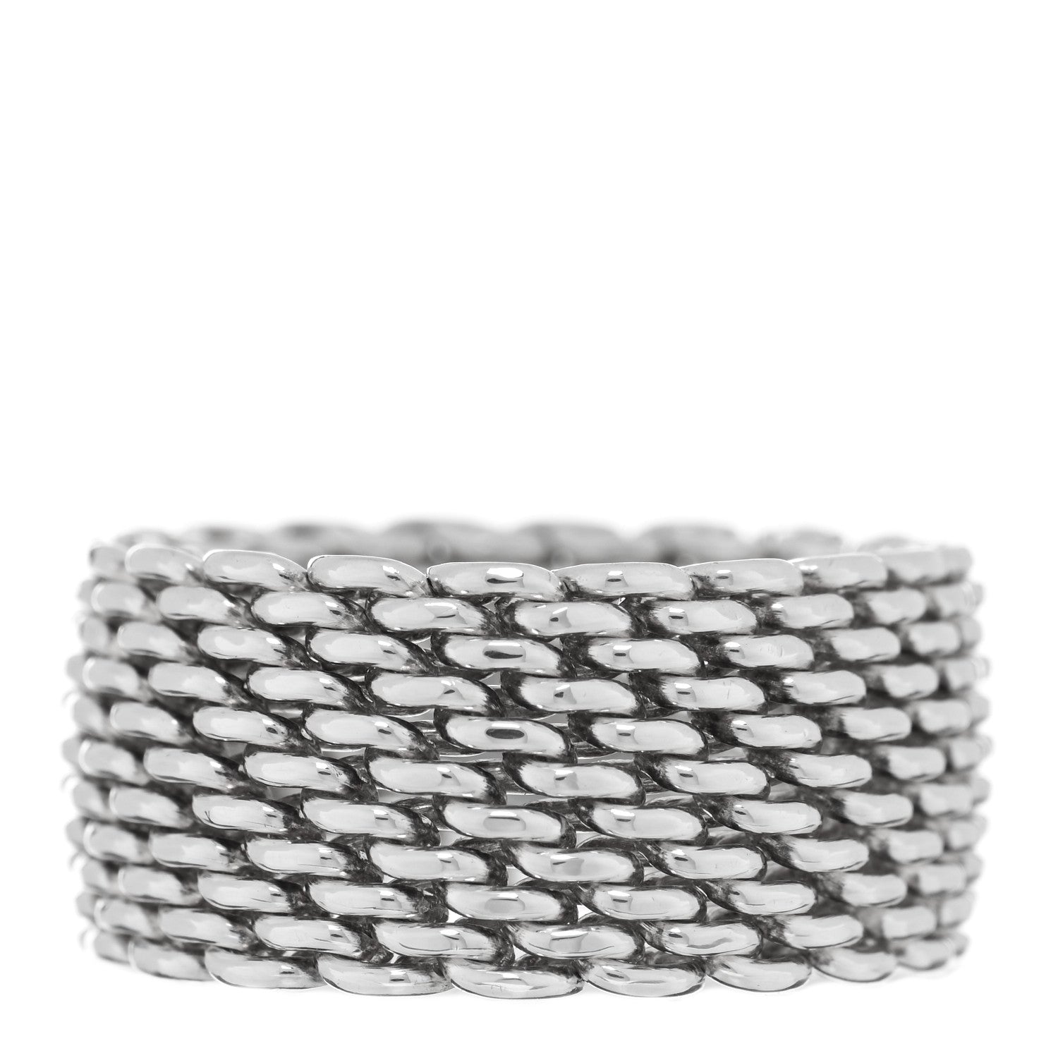 Tiffany Sterling Silver Somerset Mesh Ring 53 6.5 1 of 4
