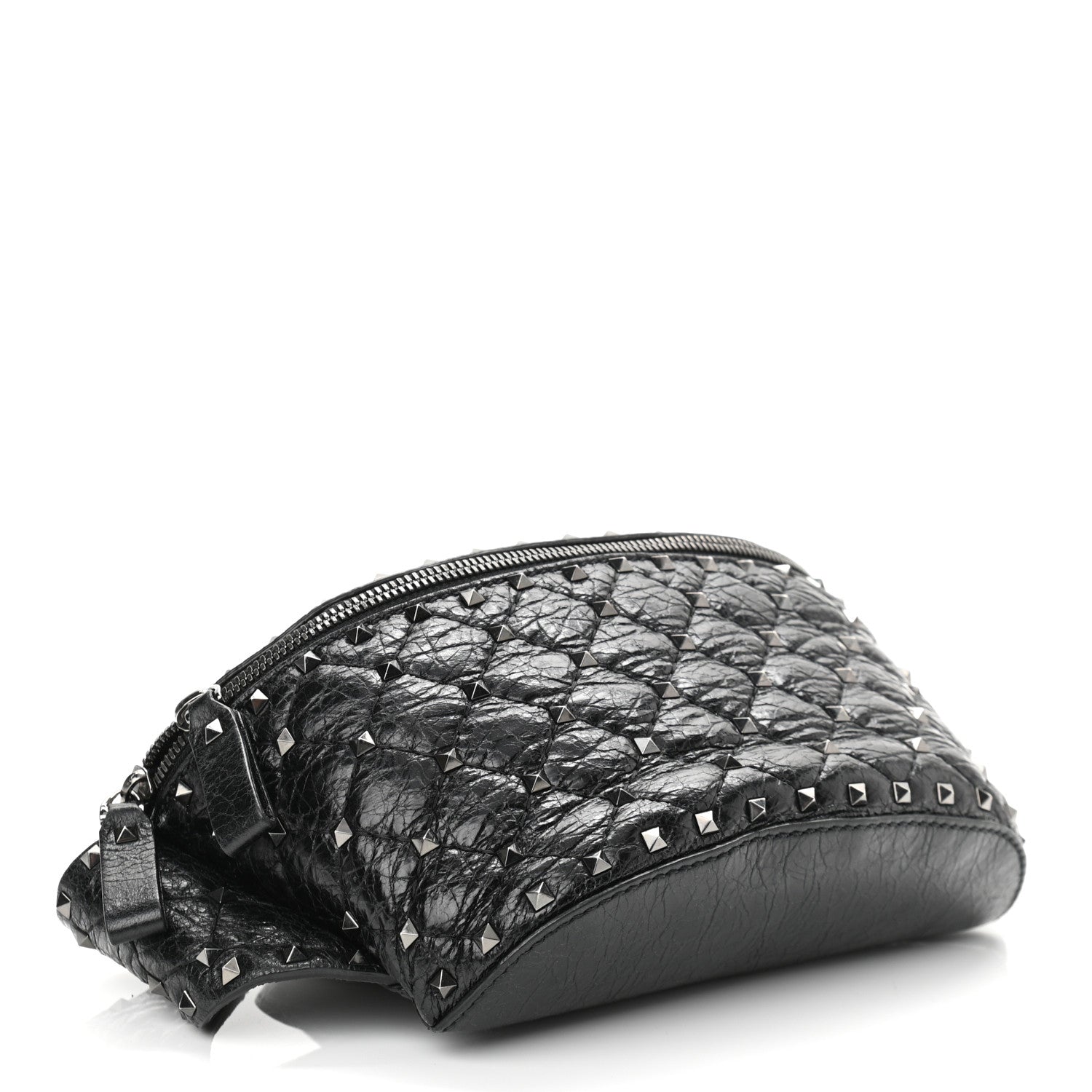 Valentino Garavani Craquele Nappa Rockstud Spike Belt Bag 80 Black 4 of 10