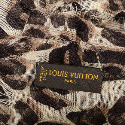 Louis Vuitton Cashmere Silk Leopard Stole Beige 7 of 7