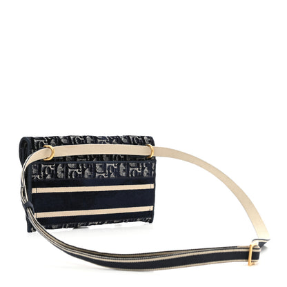 Christian Dior Velvet Oblique Saddle Belt Bag Blue 4 of 12