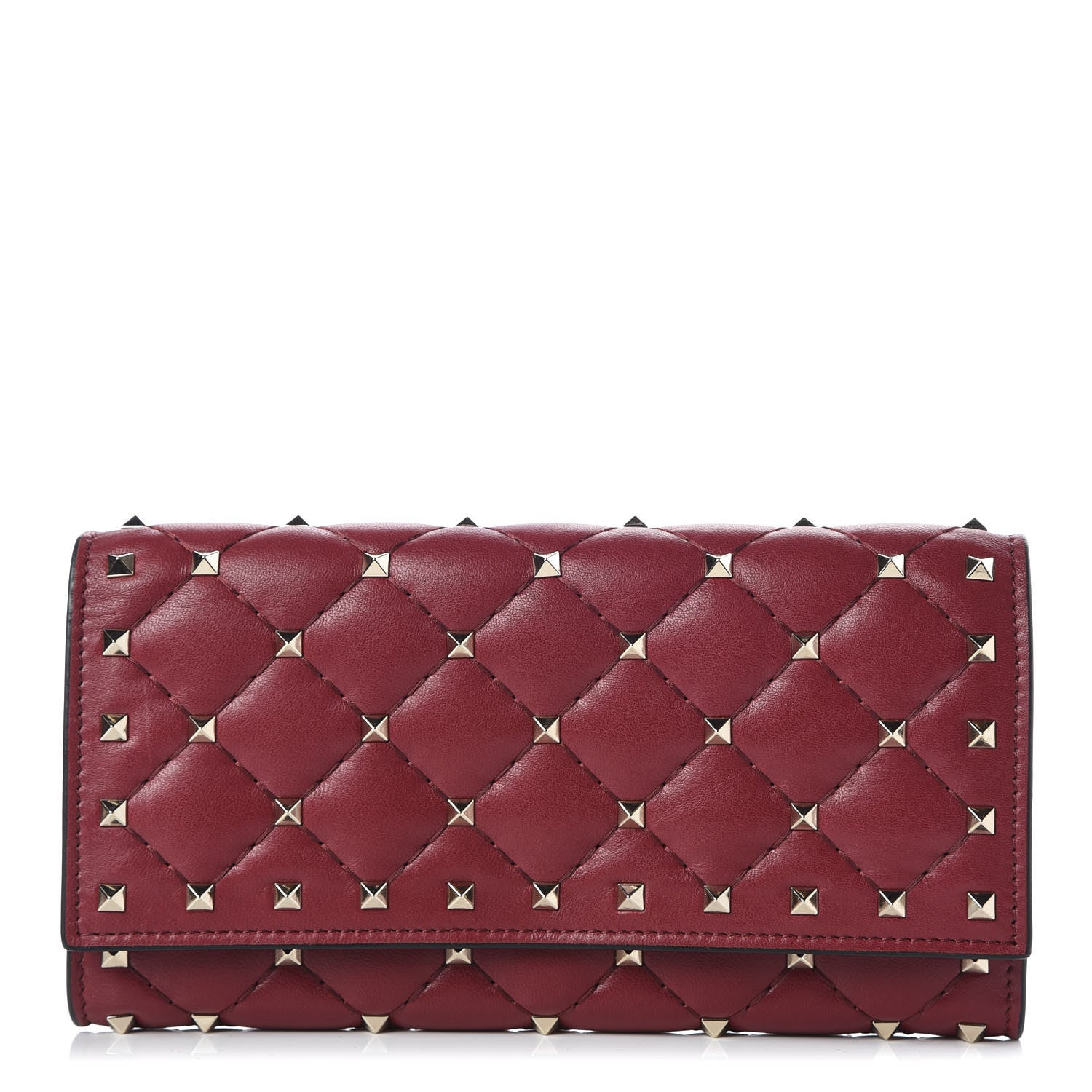 Valentino Garavani Nappa Rockstud Spike Flap Wallet Rubino 1 of 9