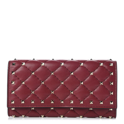 Valentino Garavani Nappa Rockstud Spike Flap Wallet Rubino 1 of 9