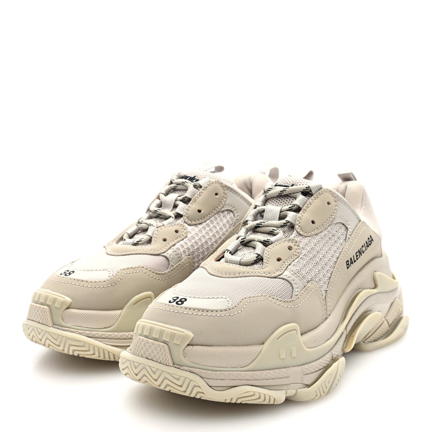 Balenciaga Fabric Mesh Womens Triple S Sneakers 38 Beige 2 of 8