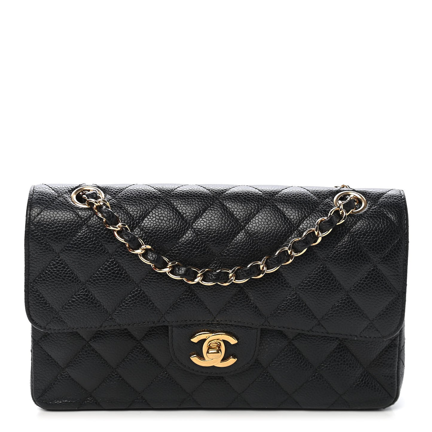 Caviar Quilted Small Double Flap Black