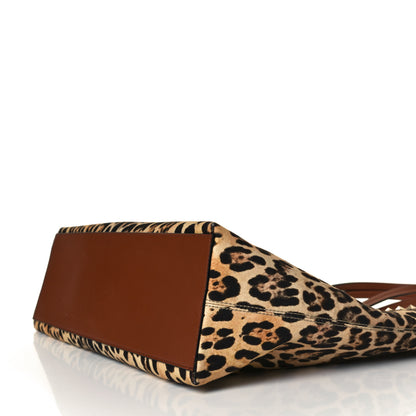 Valentino Garavani Canvas Nappa Leopard Print Rockstud Tote Brown 7 of 8