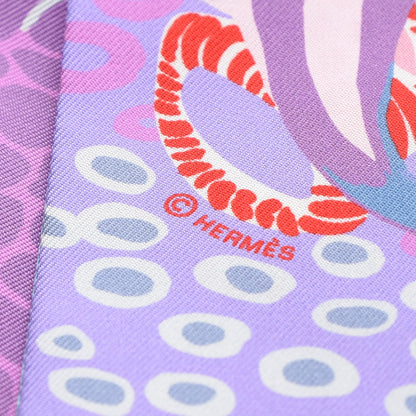Hermes Silk Under The Waves Twilly Framboise Parme Rouge 4 of 4
