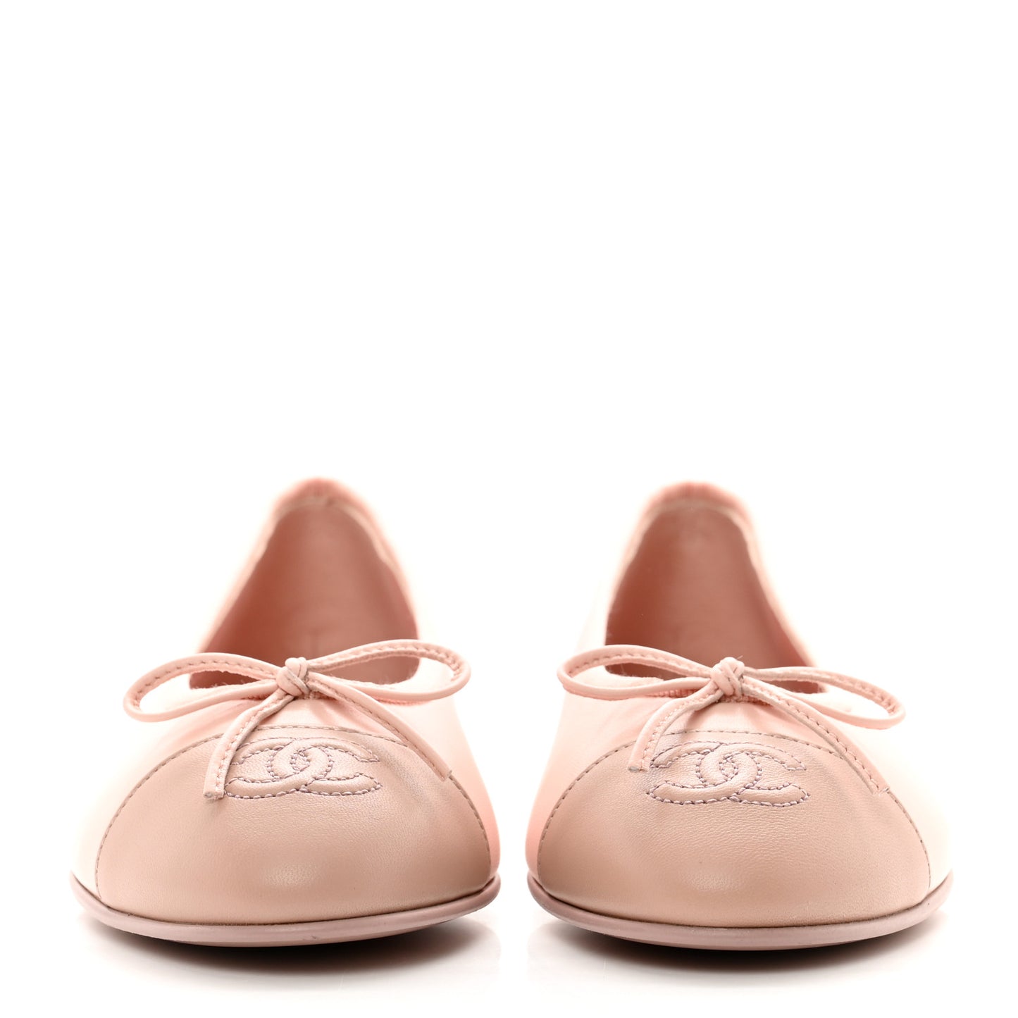 Lambskin Cap Toe CC Ballerina Flats 37.5 Light Pink Dark Pink