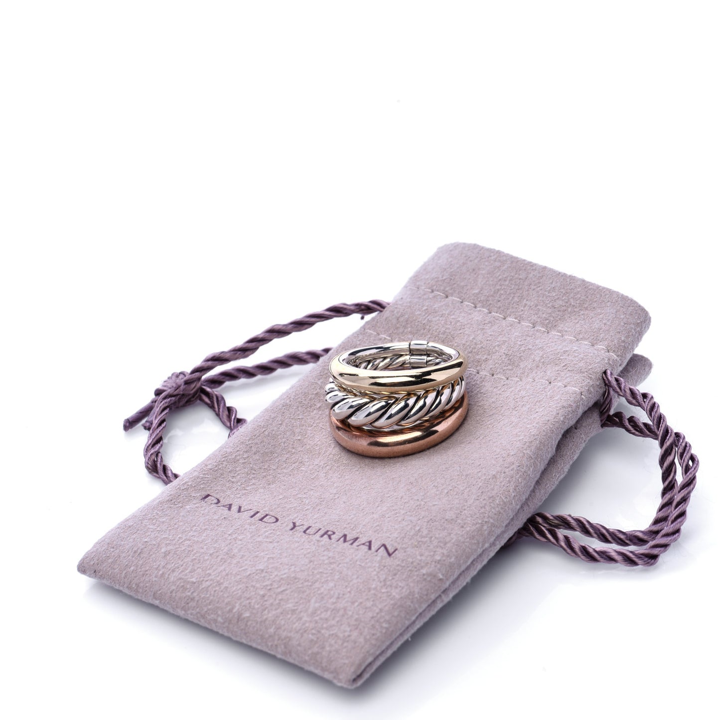 Sterling Silver Bronze Brass Pure Form Three-Row Ring 54 7