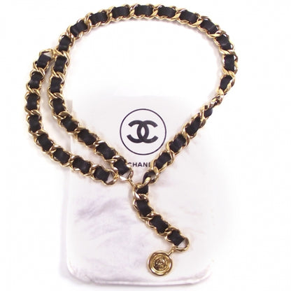 Chanel Leather Gold Chain Link Medallion Belt 3 of 5