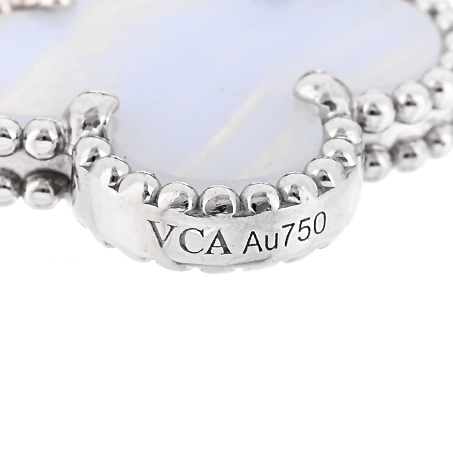 18K White Gold Chalcedony 5 Motifs Vintage Alhambra Bracelet
