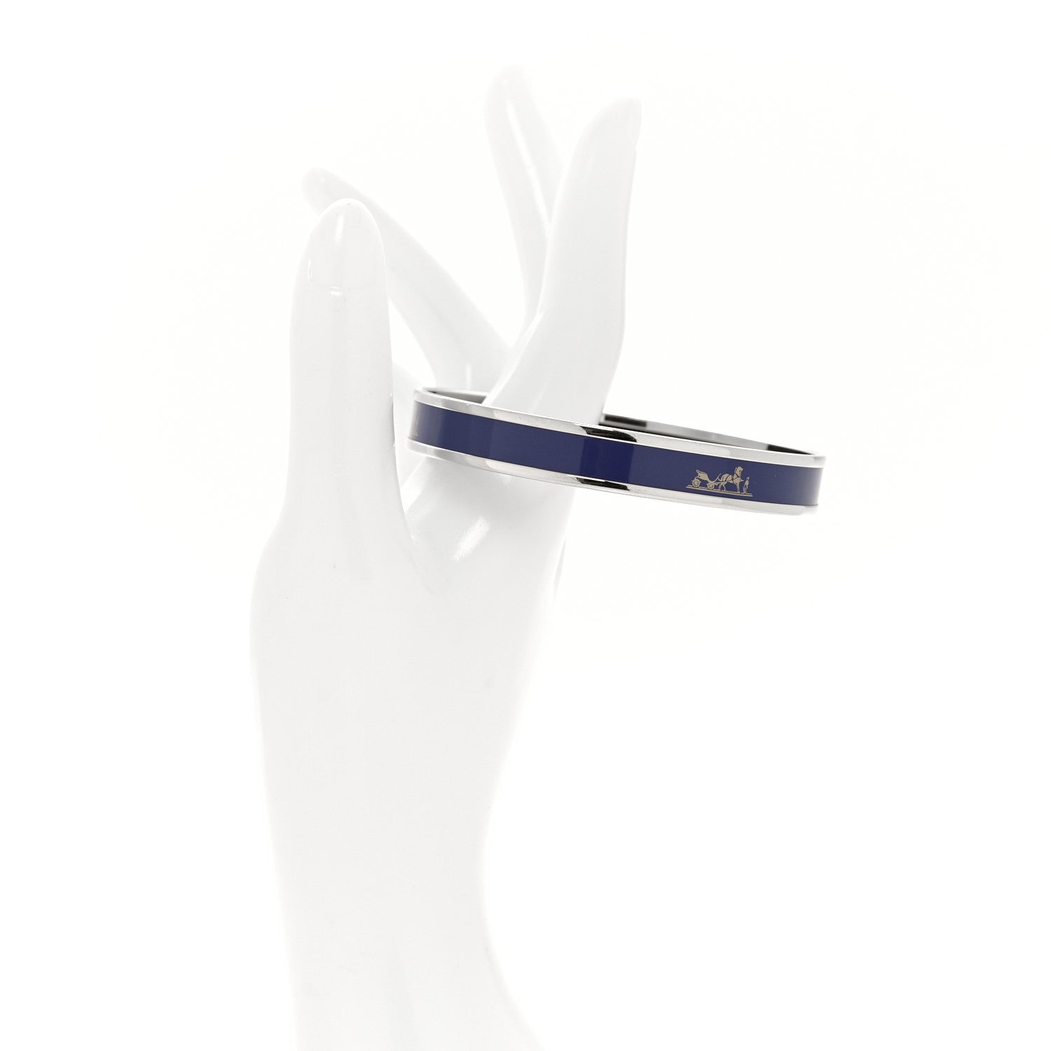 Hermes Enamel Printed Narrow Caleche Bracelet 70 Ultramarine 2 of 6