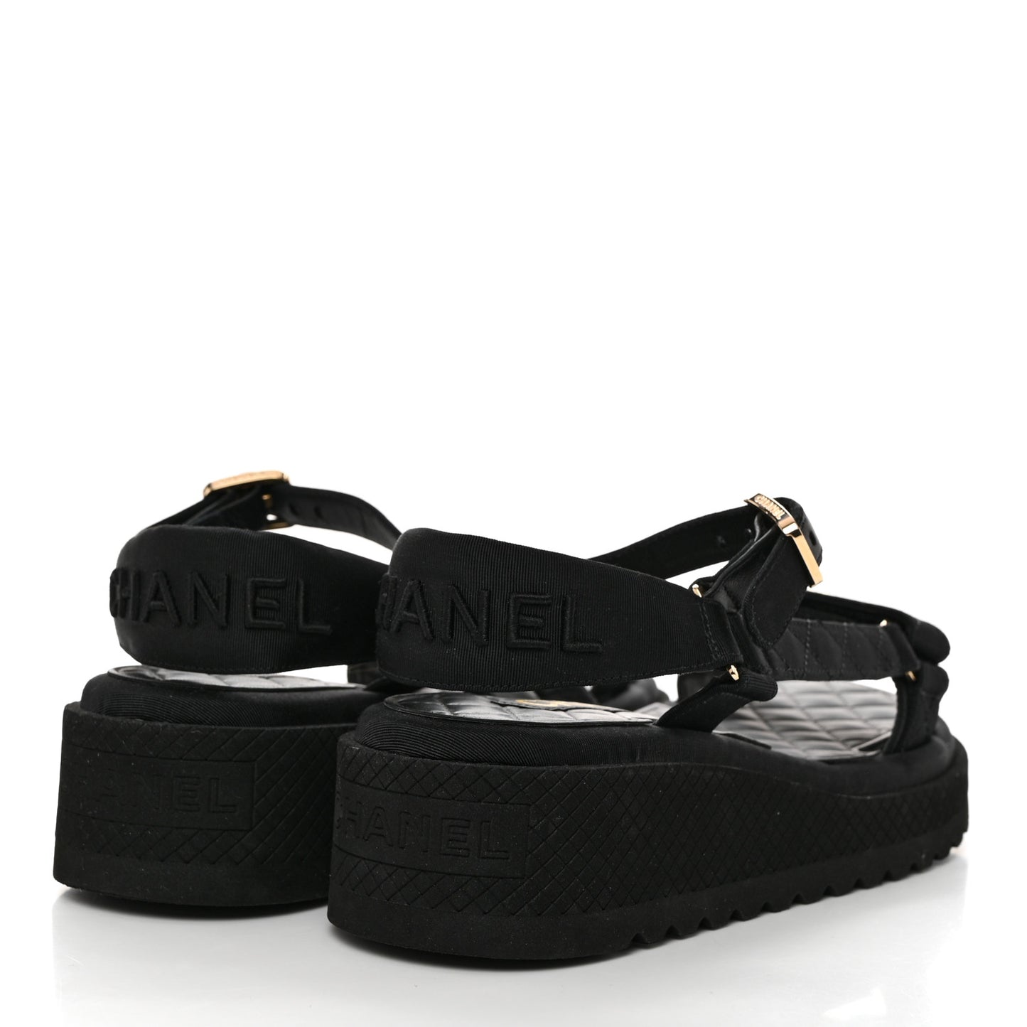 Grosgrain Logo Platform Sandals 36 Black