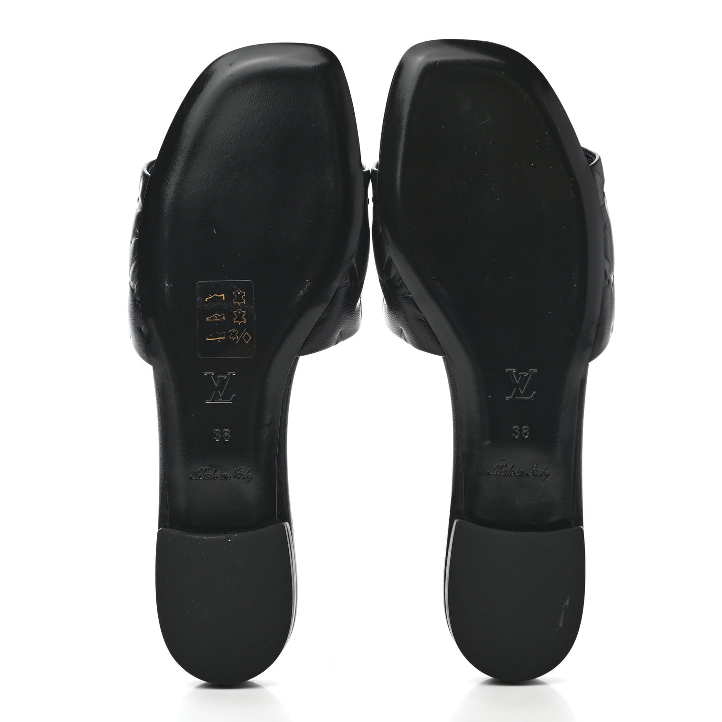 Lambskin Embossed Monogram Revival Flat Mules 38 Black