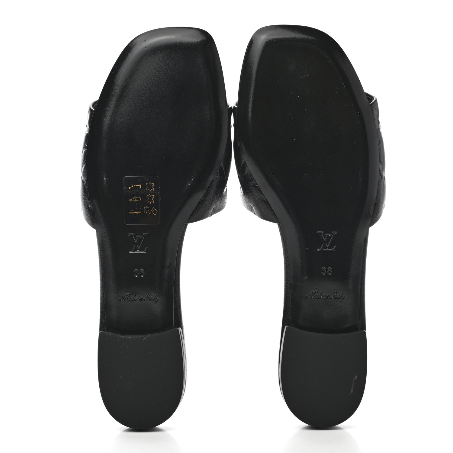 Louis Vuitton Lambskin Embossed Monogram Revival Flat Mules 38 Black 5 of 10