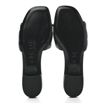 Louis Vuitton Lambskin Embossed Monogram Revival Flat Mules 38 Black 5 of 10