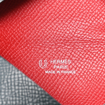 Hermes Epsom Horseshoe Calvi Card Case Vert Cypress Capucine 6 of 7