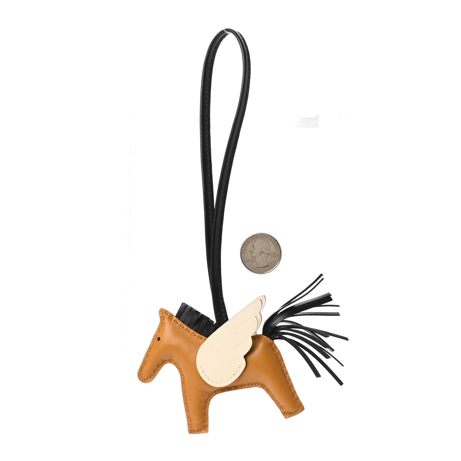 Hermes Milo Lambskin Grigri Rodeo Pegase Horse Bag Charm PM Sesame Black Nata 2 of 4