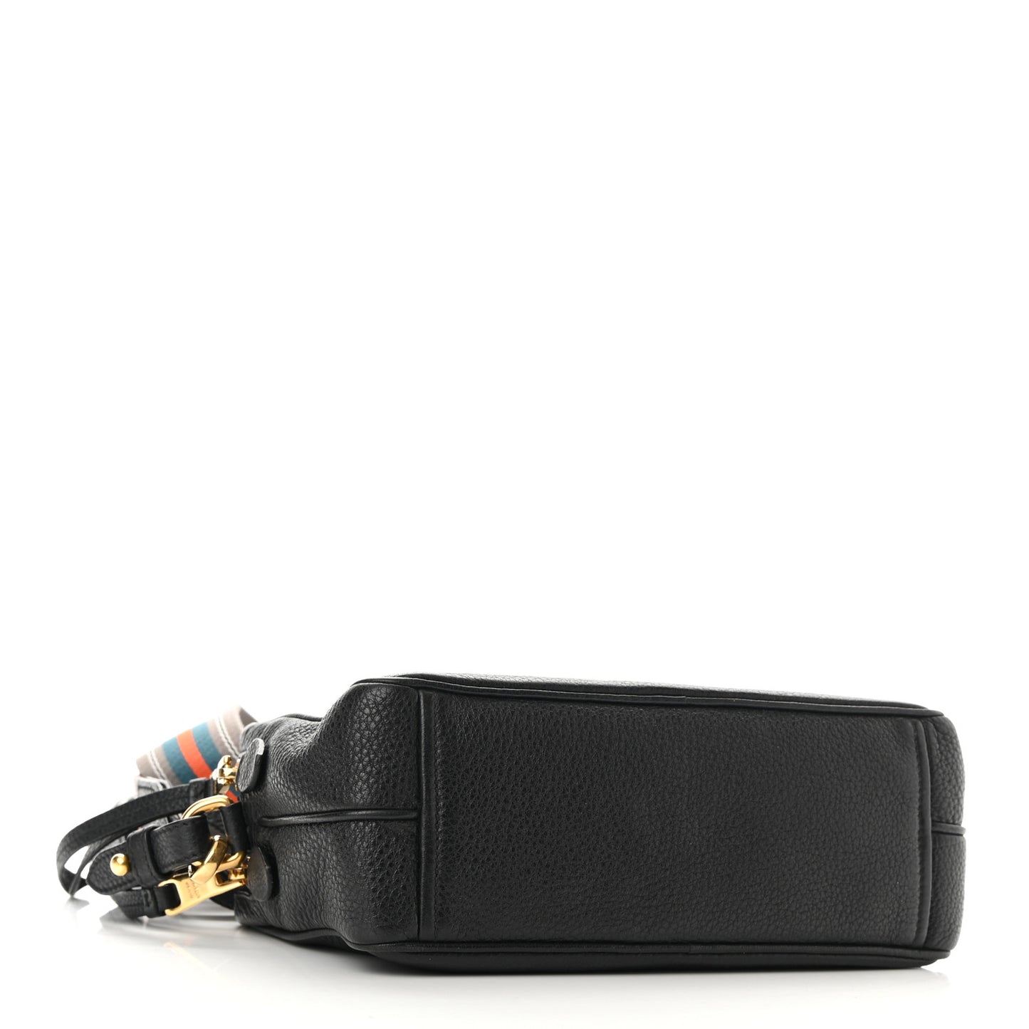 Vitello Daino Medium Double Zip Shoulder Bag Black