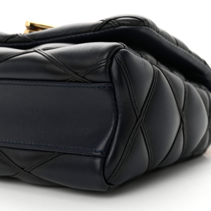 Louis Vuitton Lambskin Malletage Top Handle GO-14 MM Bleu Marine 10 of 12