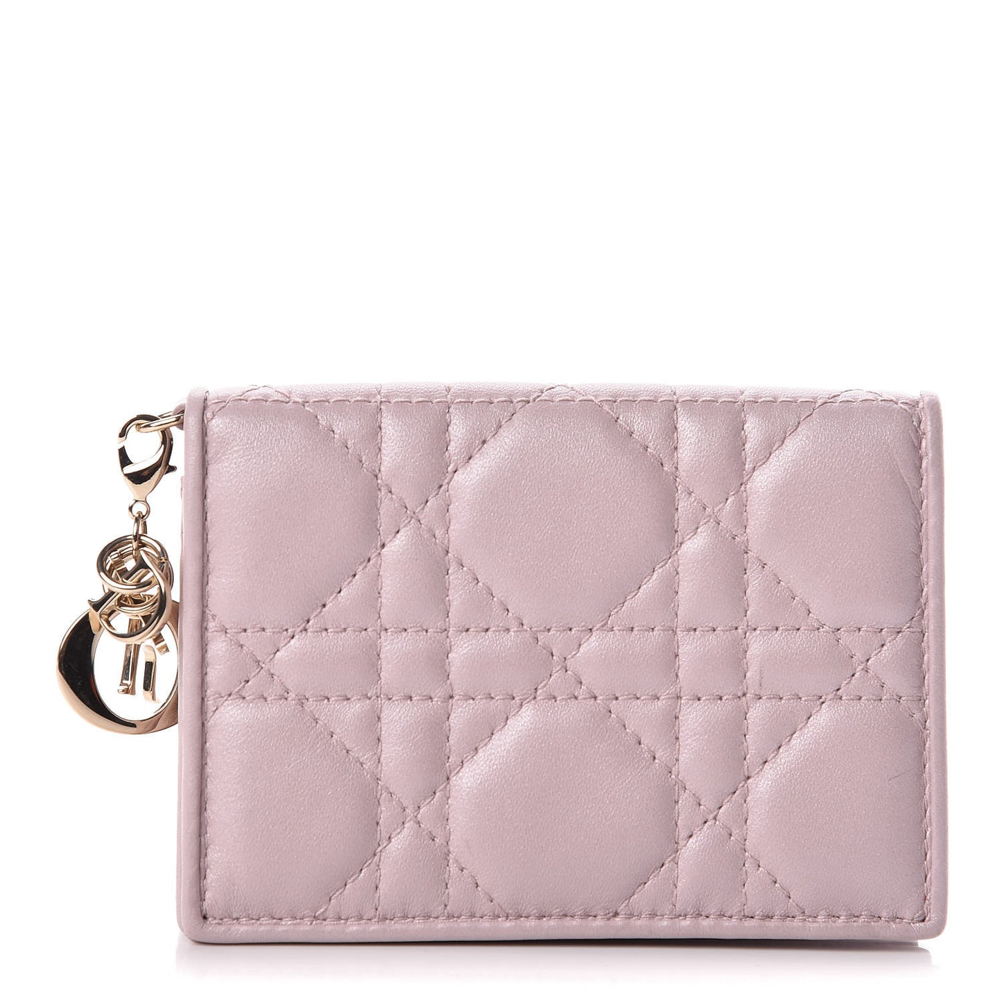 Lambskin Cannage Small Lady Dior Flap Card Holder Lotus