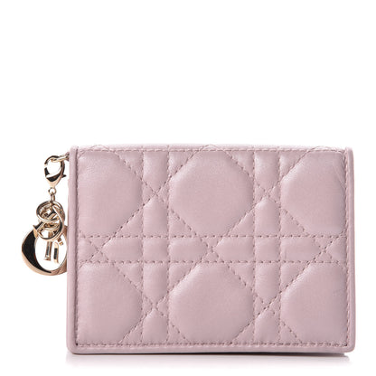 Christian Dior Lambskin Cannage Small Lady Dior Flap Card Holder Lotus 1 of 8