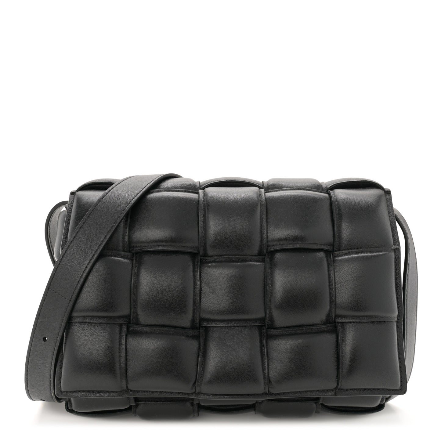 Nappa Maxi Intreccio Padded Cassette Crossbody Bag Black