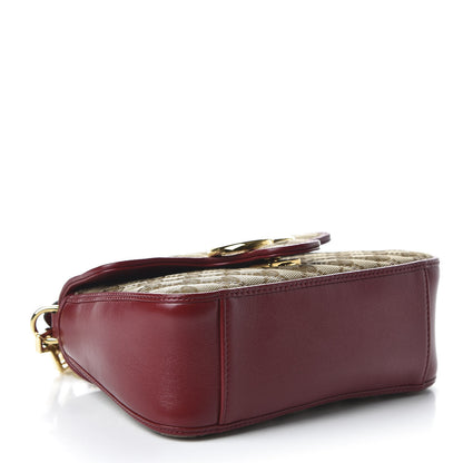 Gucci Monogram Glazed Calfskin Matelasse Diagonal Mini GG Marmont Top Handle Shoulder Bag Beige Ebony New Cherry Red 4 of 10