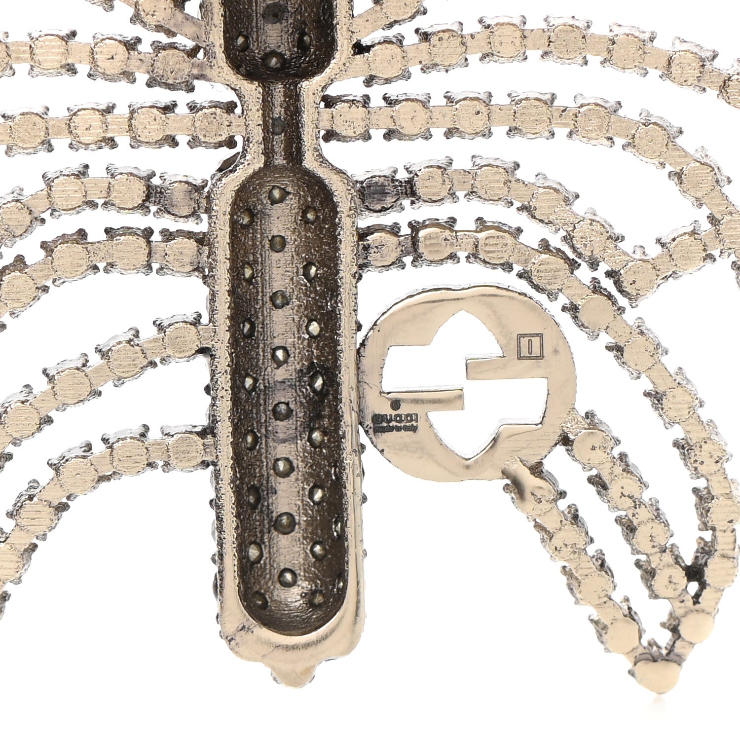 Gucci Crystal Interlocking GG Butterfly Brooch Silver 3 of 3