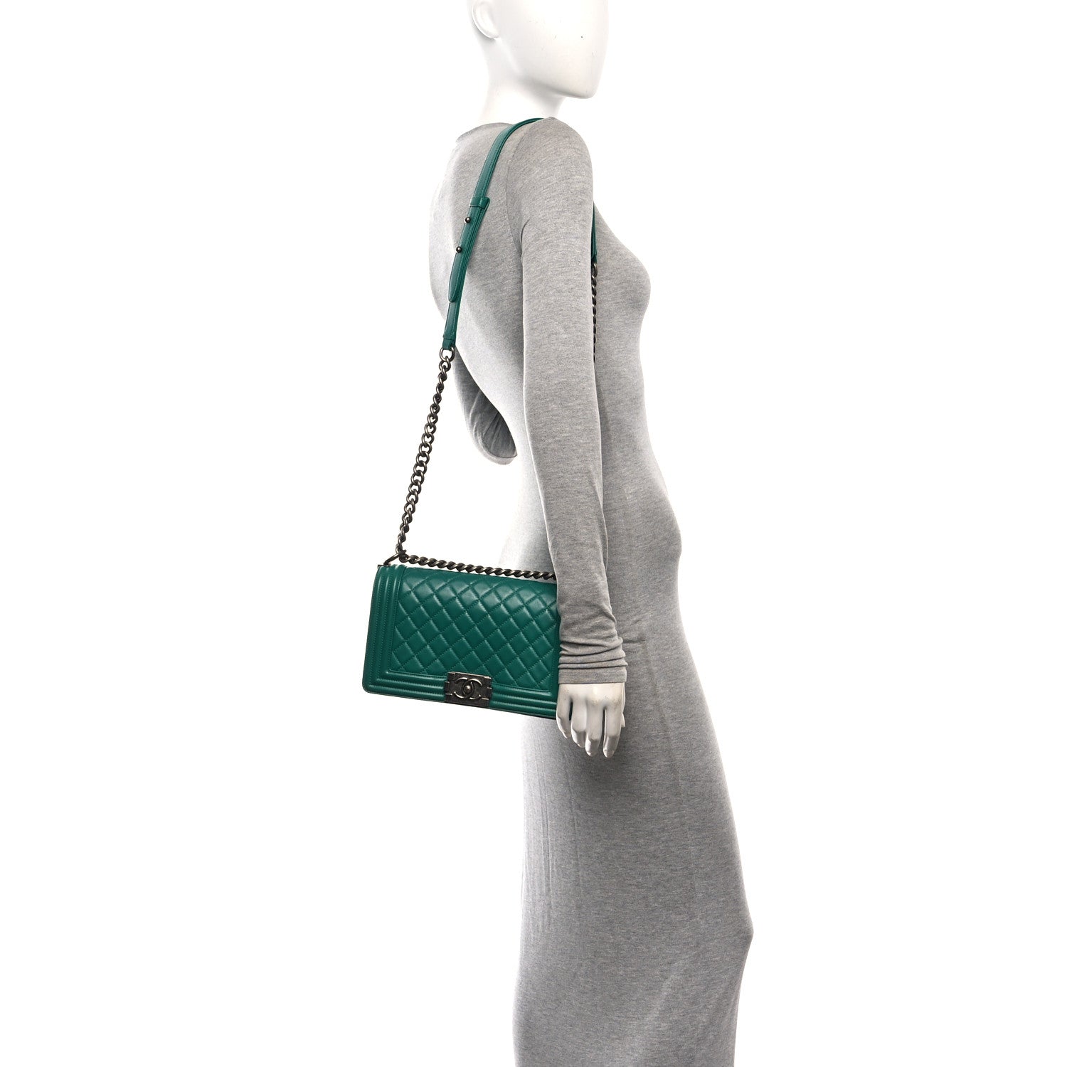 Chanel Lambskin Quilted Medium Boy Flap Green 2 of 10
