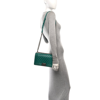 Chanel Lambskin Quilted Medium Boy Flap Green 2 of 10