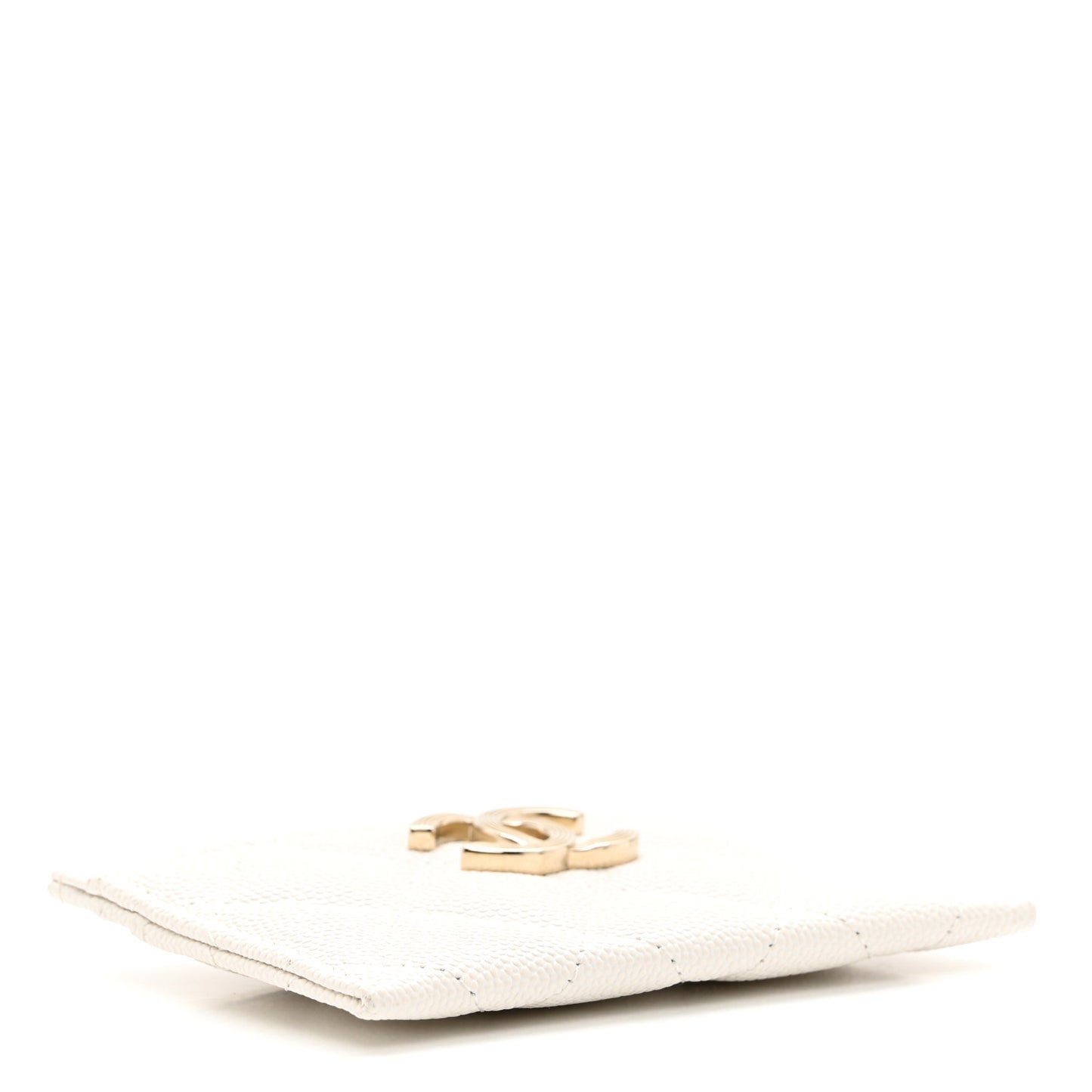 Caviar Metal Quilted Striated CC Card Holder White