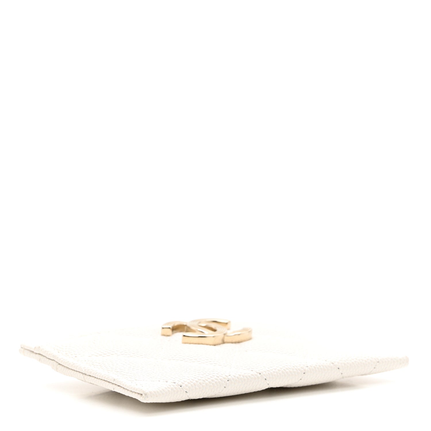 Chanel Caviar Metal Quilted Striated CC Card Holder White 4 of 9