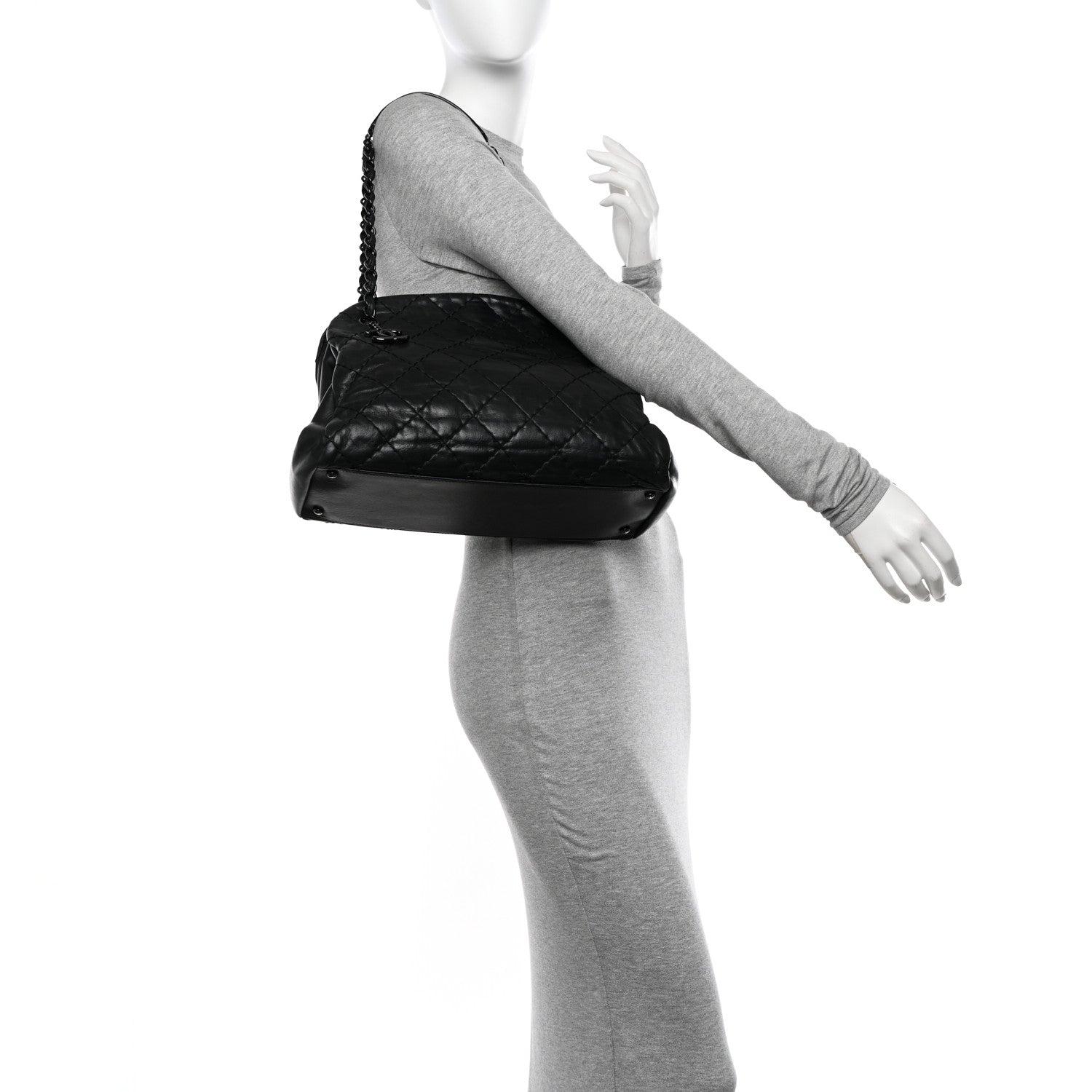 Chanel Iridescent Calfskin Large Just Mademoiselle Bowling Bag Black 2 of 13