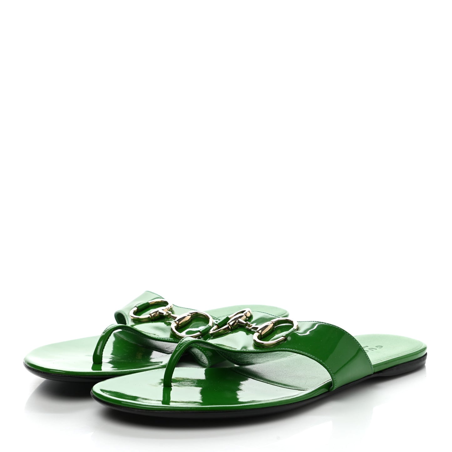 Patent Horsebit Thong Sandals 36.5 Green