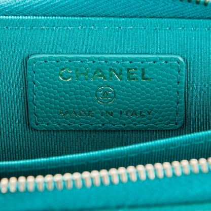 Chanel Caviar Quilted Zip Coin Purse Turquoise 6 of 7