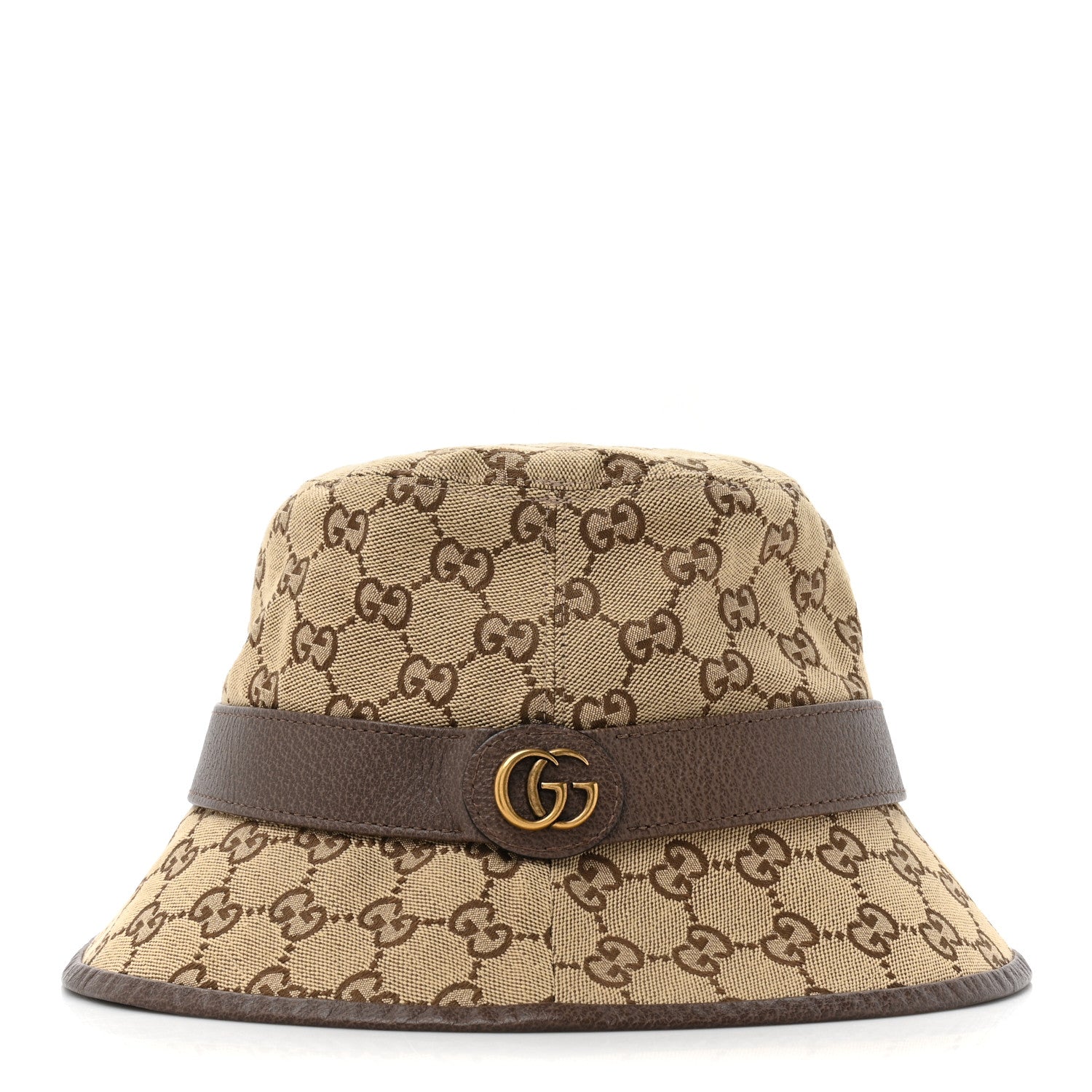 Gucci Monogram Textured Dollar Calfskin GG Jago Bucket Hat L Cacao Beige 3 of 9